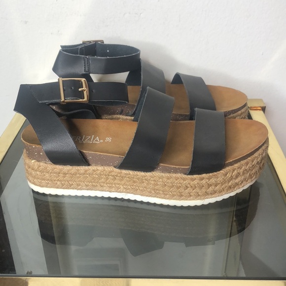 Anthropologie Spring step Patrizia 38 black strap platform sandals - Picture 3 of 9